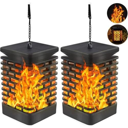 Outdoor Hanging Solar Lights 99 LEDs Flickering Flame Lights Outdoor Lantern Light Landscape Decorative for Deck Patio Yard Porc