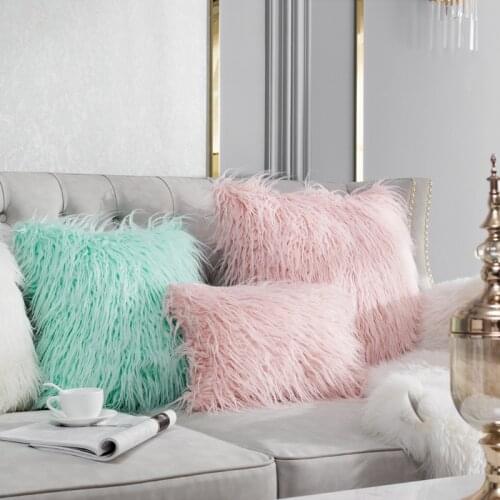 High quality Fashion Plush Furry Pillow Pink Cushion Cover Super Soft Decorative Pillowcase Home Bed Sofa Decoration Supplies