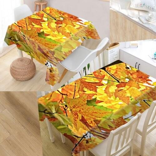 Custom High Quality Leaves Cloth Oxford Fabric Rectangular Waterproof Oil Proof Table Cover Family Party Tablecloth