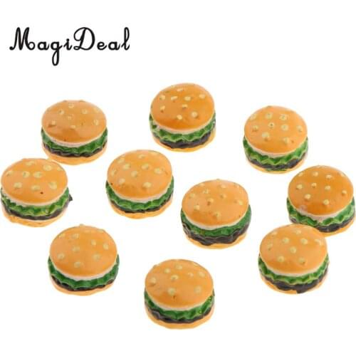 10Pcs/Lot Resin 1/12 Scale Hamburgers Bakery Dollhouse Miniature Store Breakfast Fast Food Kitchen Decor Children Toys 1.5cm