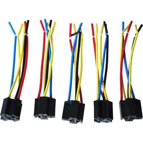 5 Pcs 5 Pin Wires Cable Relay Socket Harness Connector DC 12V for Car Auto