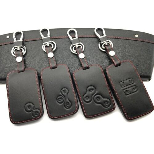 Car style, high quality leather car key cover For Renault koleos Leather Keychain Remote control key box car keys accessories