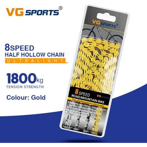 VG Sports Bicycle Chain 8/9/10/11 Speed Bike Chain 116 Links Semi-Hollow Chain High Strength Steel Chain Mountain Bike Parts