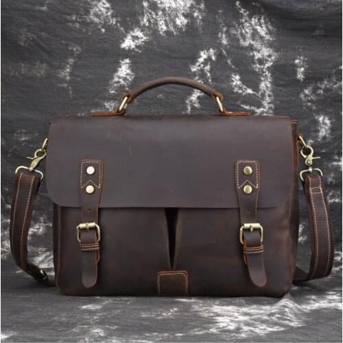 MAHEU Men Formal Business Briefcase Shoulder Bag Leather Casual Messenger BagGenuine Leather Male Female Crossbody Computer Bag