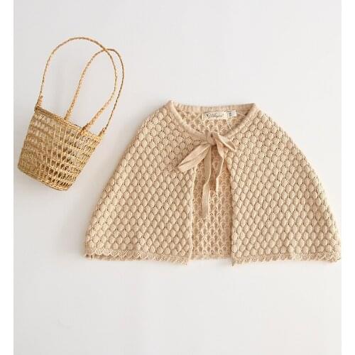 Baby Knit Cape Outside The Ride Autumn Female Baby Cute Coat Baby Cloak Baby Girl Sweater Toddler Girl Clothes Khaki Tops 6M-3T