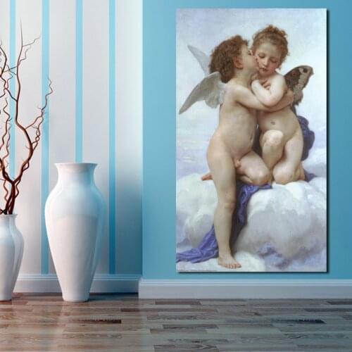 Famous Painting First Kiss Wall Art Canvas Poster And Print Canvas Painting Decorative Picture Living Room Home Decor Framework
