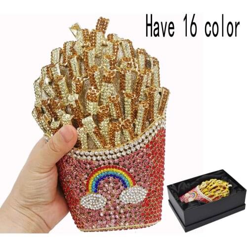 Fashion Luxury Crystal Bags Designer rhinestone French Chips Clutch Bags for Ladies Purse Wedding Bridal Evening Bags SC798