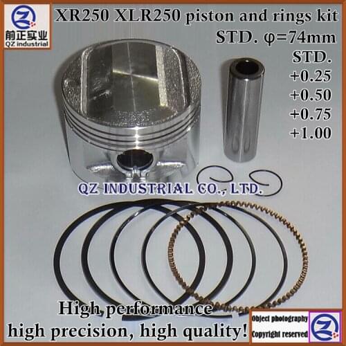 Free shipping high performance good quality for HONDA motorcycle engine parts 74mm 250cc XR250 XLR250 piston and rings kit
