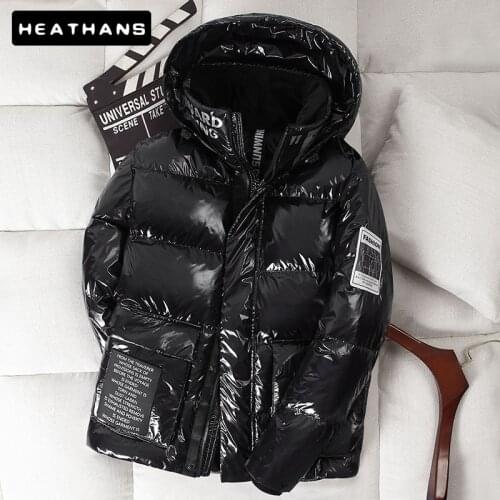 -30 Degree Mens Winter Down Jackets 90% White Duck Down Parka Coats Male Thick Warm Hooded Streetwear Couples Shiny Down Jacket