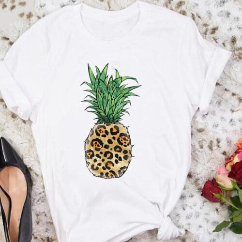 Fashion Clothes Graphic T Top Lady Print Tee T-Shirt Women Cartoon Pineapple Fruit Beach Short Sleeve Summer Female Tshirts