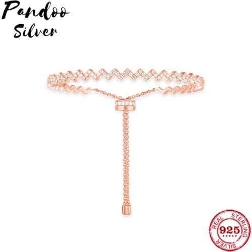 Fashion Charm Sterling Silver Copy 1:1 Copy,Pink Silver Up And Down Bracelet Women 2021 Jewelry Gift With Logo