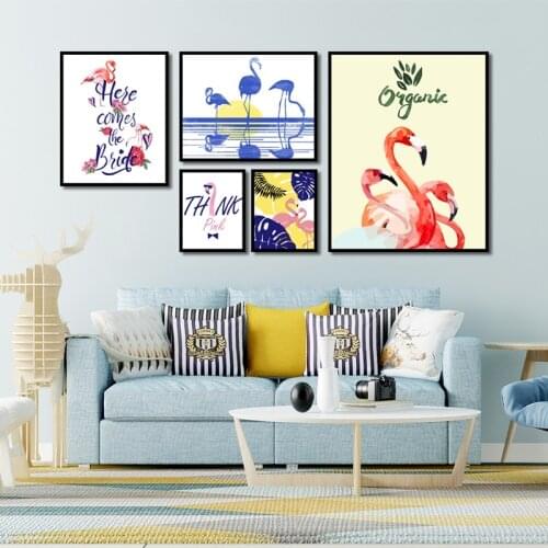 New Modern Canvas Paintings Cartoon Flamingo Wall Art Nordic Poster Prints HD Pictures For Kids Room Home Decor No Framed