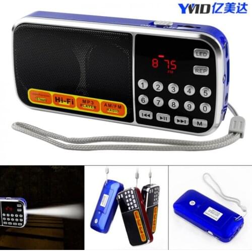 Portable Plastic Mini L-088 AM / FM Radio Rechargeable LCD Display Supports TF Card Built-In Speaker for Old People