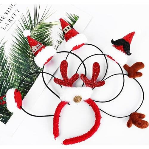 Christmas Headband Santa Tree Elk Antlers Headband Xmas Navidad Party Kids Favor Headwear Christmas Decorations Party Cosplay