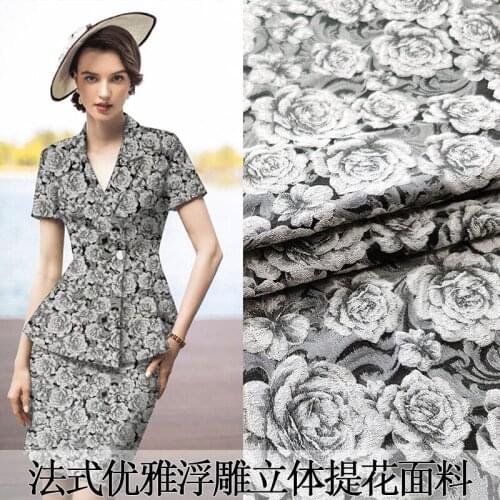 Rose jacquard garment fabric cloth per meter dress dresses windbreaker suit brocade dark pattern fabric fashion sewing material