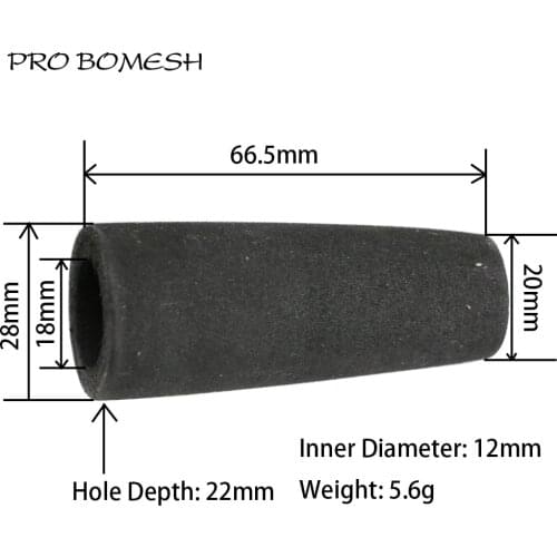 Pro Bomesh 4Pcs/Pack 6.65cm 5.6g Inner Diam 12mm EVA Rear Grip Split Grip Black Color DIY Fishing Rod Building Component Repair