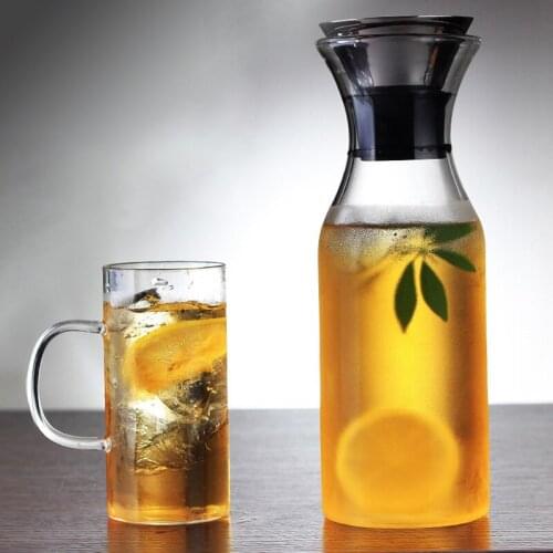 Hand blown refrigeration kettle heat-resistant glass water bottle juice kettle with cover side leakage cold water bottle