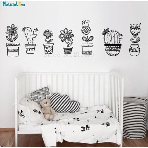Seven Beautiful Plants Wall Sticker Environmentally Friendly Home Decoration Living Room Removable Vinyl Cute Decals YT668