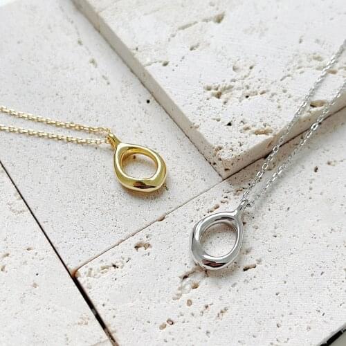 SHANICE 925 Sterling Silver kpop Temperament Simple Irregular Drop Pendant Women Necklace Chain choker collares