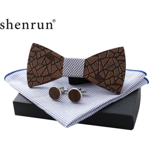 ShenRun Fashion Original Wooden Bow Tie Gentleman Groom wooden necktie Butterfly Wedding Party Bow Ties Butterfly For Man