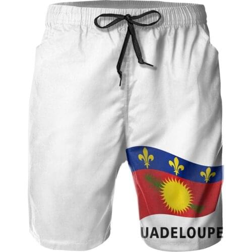 Summer Men Causal Shorts Breathable Quick Dry Funny Novelty Casual Flag Of Guadeloupe Classic Hawaii Printing Male Shorts