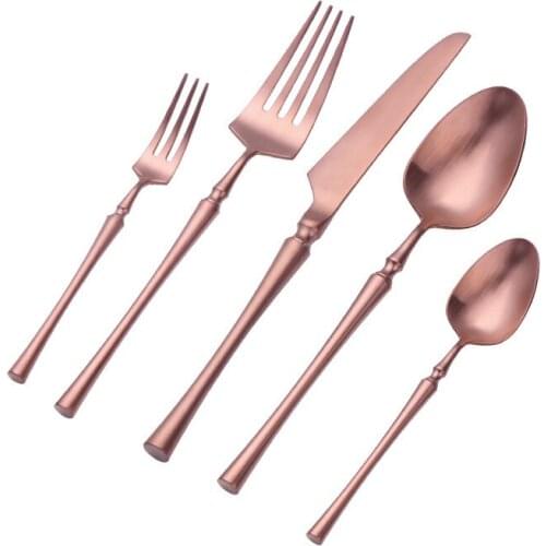 Rose Gold Cutlery Set Kitchen Food Tableware Dinner Set 18/10 Stainless Steel Set Spoons Forks And Knives Wholesale