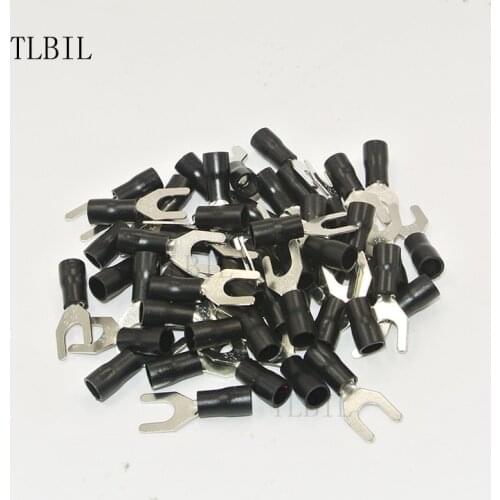 SV 3.5-4 3.5-5 3.5-6 14-12 AWG Wire Connector Insulated Fork Terminal #8 #10 #1/4" with 500 Pieces , Black