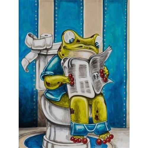 Toilet Monkey Fat Lady DIY 11CT Cross Stitch Embroidery Kits Craft Needlework Set Printed Canvas Cotton Thread Home Wholesale