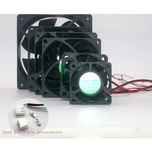 Cooler Printer Fan 4020 5010 6015 6025 7015 8025 9225 12025 60x60 40MM50MM70MM80MM92MM120MM 2 wire bearing cooling fan DC12v24v