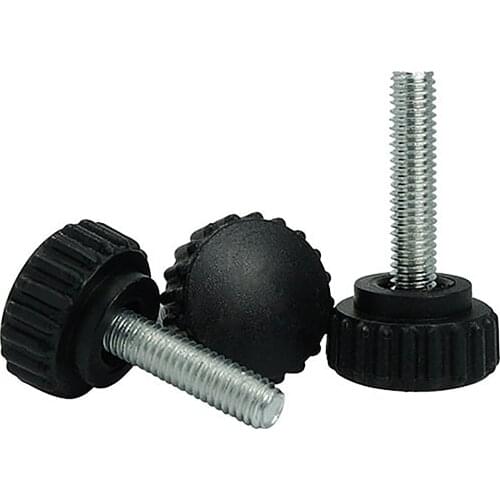 1PCS 22# M6 M8 Black Plastic Knurled Head Tighten Thumb Screws Round Knurled Knob adjusting Hand Screw Length 10mm-40mm