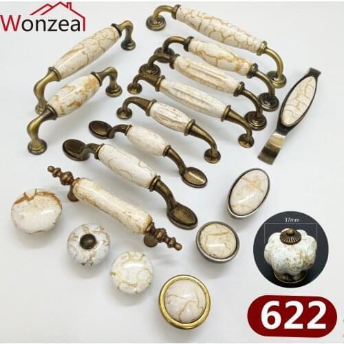 1PCS Ceramic Cabinet Handles Marble Lines Antique Drawer Knobs Kitchen Wardrobe Door European Furniture Handles