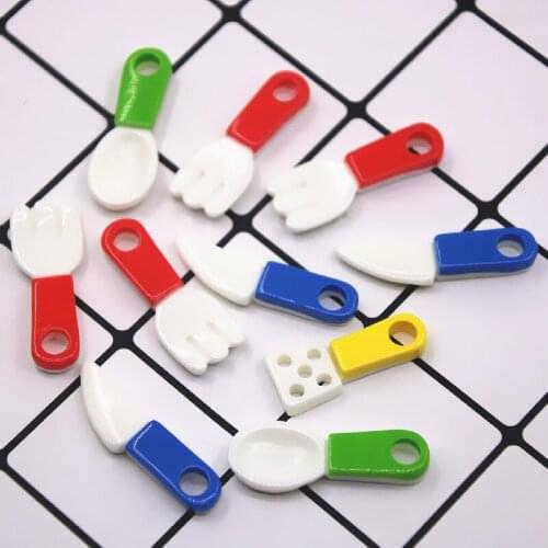 10PCS 36x14mm Resin knife and fork Charms Flat back Resin Cabochons Scrapbooking DIY Jewelry Craft Decoration Accessories