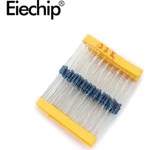 100pcs/lot 1/4W 1% Metal film resistor 0.25W resistance 33K ohm Throught Hole