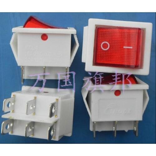 16A 250V 31*25.3mm 6P white rockey switch / Ship switch with light