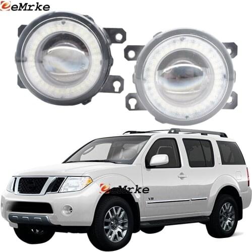 2 Pieces Car LED Lens Fog Lights Assembly Angel Eye DRL Daytime Runinng Light Lamp for Nissan Pathfinder R51 2005 2006 2007-2012
