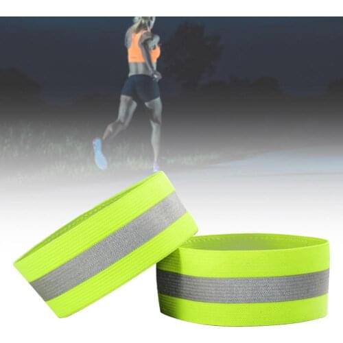2Pcs Reflective Bands Elasticated Armband Wristband Ankle Leg Straps Safety Reflector Tape Straps for Night Jogging Biking