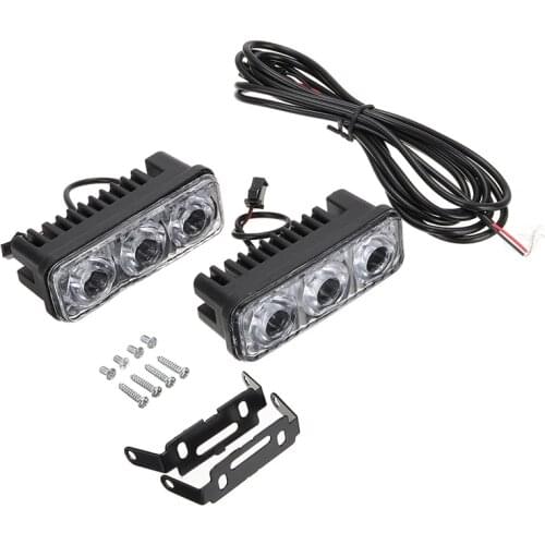 Mayitr 2pcs 3 LED High Power Super White Car Day-time Running Lights Fog Lamps For SUV Van Trucks Boats
