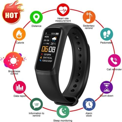 2021 Smart Watch Men Women Sport Smart Band Sleep Blood Pressure Heart Rate Monitor Fitness Bracelet IP67 Waterproof Bracelets