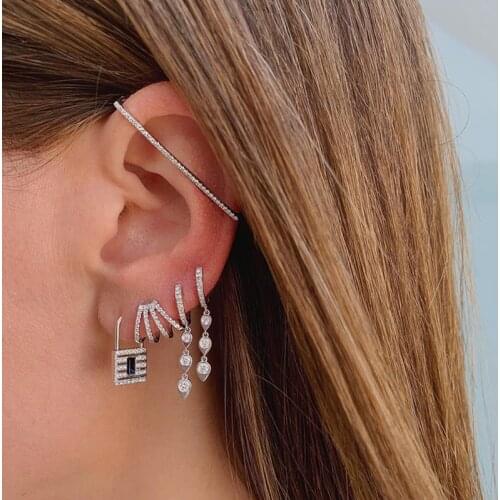 2021 New Fashion Gold Color Lock Classic Dangle Earrings Delicate Multicolour Stone For Women Girl Charm Jewelry Wedding Gifts