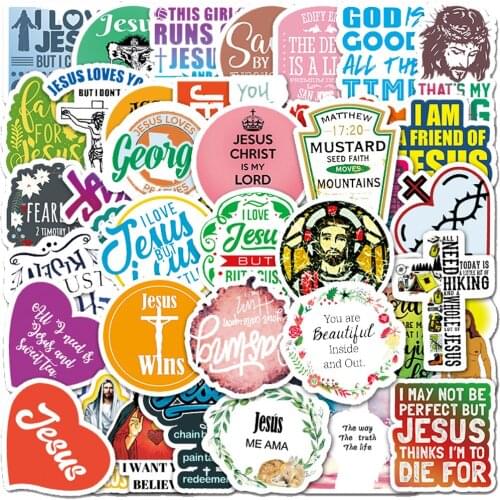 50/100Pcs Mixed God Jesus Prayer Cross Believer Poster Stickers Fridge Phone Laptop Luggage Wall Notebook Graffiti Kids Toys