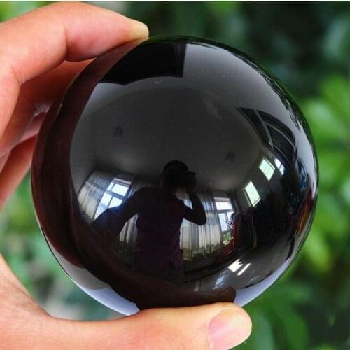 50mm Asian Rare Natural Black Obsidian Sphere Crystal Ball Healing Stone