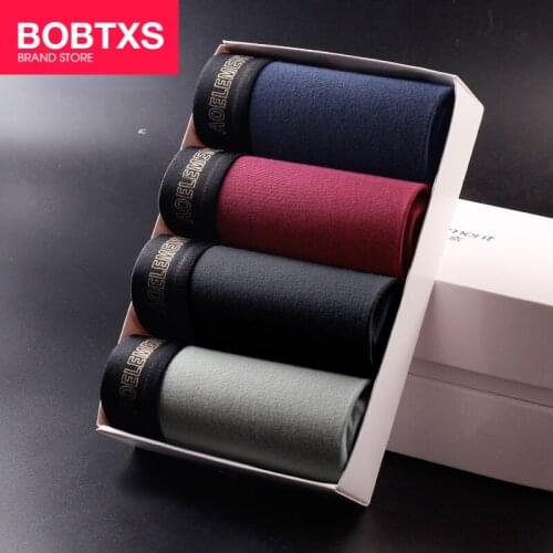 BOBTXS 4PCS Mens Underwear Modal Breathable Boxer Flat-angle Pants Shorts Head Youth Custom Manufacturer Wholesale Panties
