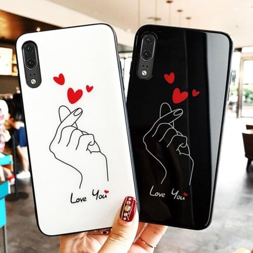 For Samsung Galaxy A70E A41 A81 A60S A8S A91 Case Love you Pattern Hard Glass back soft silicone edge Cover For Samsung A70 A60