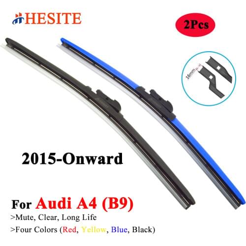 HESITE Colorful Hybrid Wiper Blades For Audi A4 B5 B6 B7 B8 B9 Avant Allroad Quatro S4 RS4 2015 2016 2017 2018 2019 Red Wipers