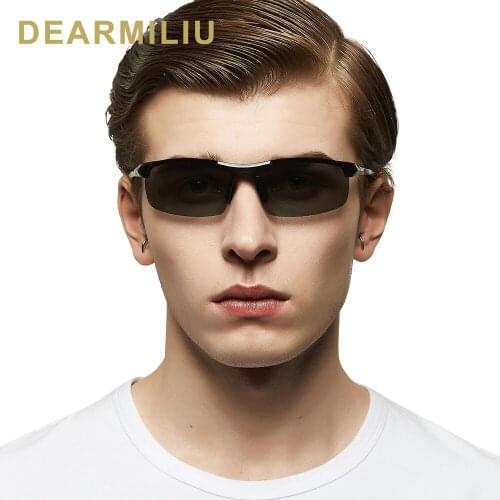 DEARMILIU Polarized Photochromic Sunglasses Men Aluminum magnesium Frame Driving Day and Night Vision Goggles Sun Glasses UV400