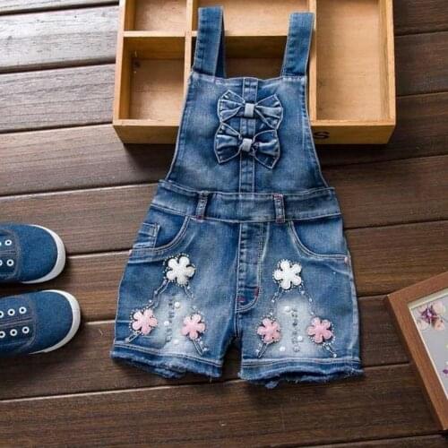 2018 Girls Denim Overalls Spring Summer Fashion New Children Clothing Casual Kids Suspender Trousers Solid Girls Jeans Shorts