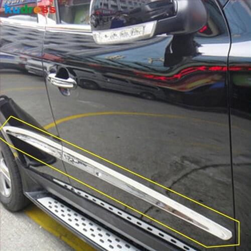 For Hyundai Santa Fe 2011 2012 ABS Chrome Side Door Trim Strip Molding Stream Panel Bumper Hoods Car Styling Accessories