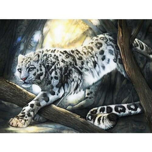 Paint With Diamonds Snow Leopard 5D Diamond Painting Full Square/Round Diamond Embroidery Animal Cross Stitch Rhinestone Picture