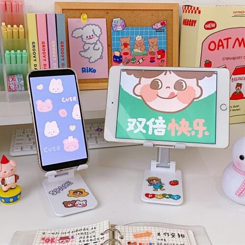 Kawaii Desktop Foldable Portable Mobile Phone Holder Height Adjustable Phone Pad Stand Holder Tablet Pc Holder School Stationery