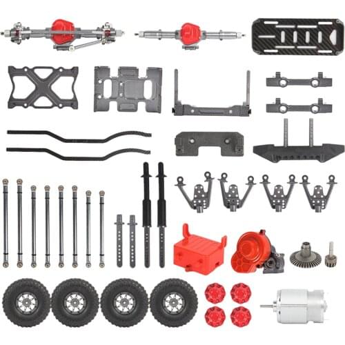 RC CNC 313mm Wheelbase Chassis Frame Kit Set Carbon Steel Gears TPR Tire Fit for SCX10 4x4 1/10 RC Crawler Car